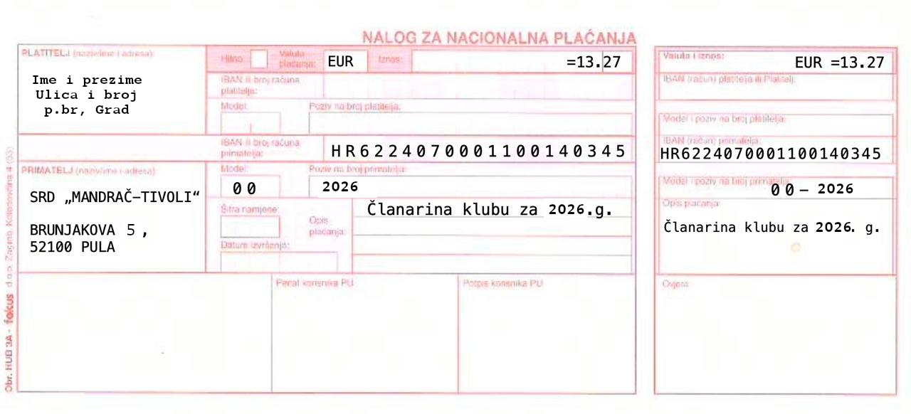 Uplatnica za 2026.